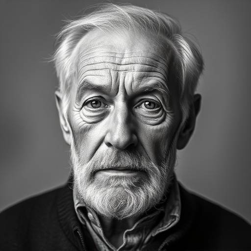 Black and white portrait of an elderly gentleman with distinguished features, Studio 2