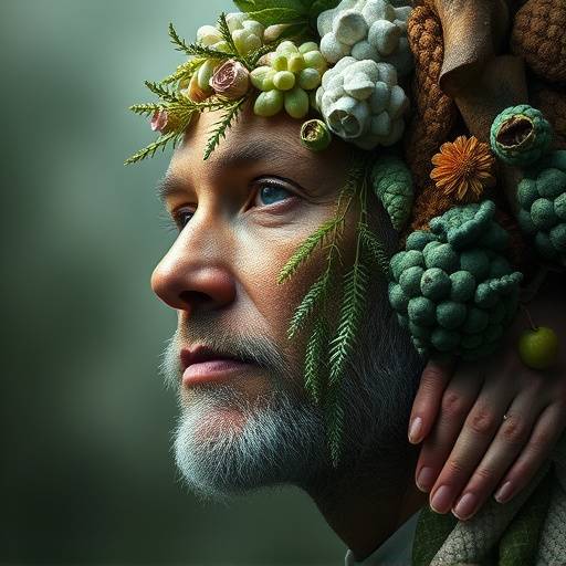 Conceptual portrait exploring themes of nature and humanity, Studio 3
